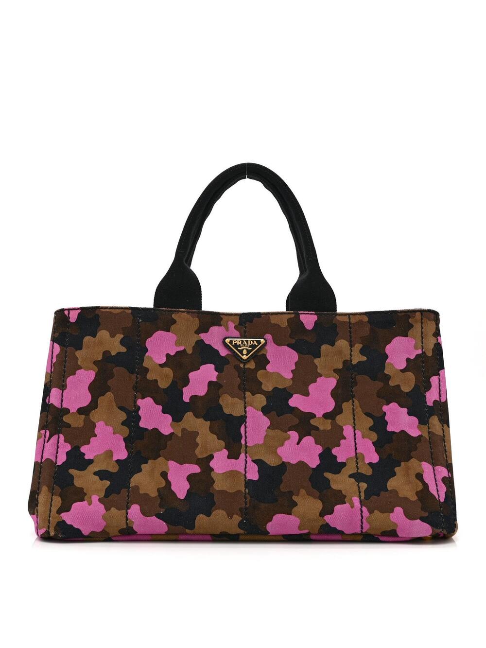 Prada Canapa Camouflage Tote Pink Brown #360811P59B